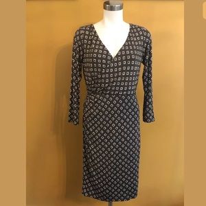 Ann Taylor Loft faux wrap dress geometric small